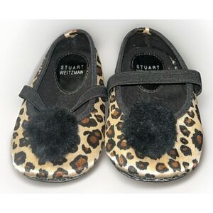 Stuart Weitzman Baby Girls Ballet Flats Leopard Print Minx Shoes Pom Size 5